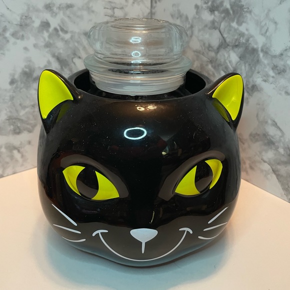 WITCHES BREW LARGE YANKEE CANDLE JAR & Black Cat Jar Candle Holder Halloween - Picture 2 of 7